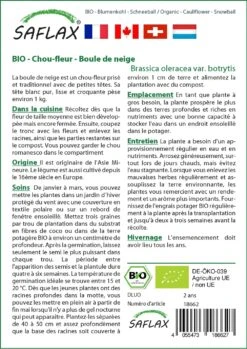 Kit De Culture - Bio - Chou-fleur - Boule De Neige - 70 Graines - Brassica Oleracea Var. Botrytis -Magasin De Graines De Plantes 6406413d407ee0.82661291