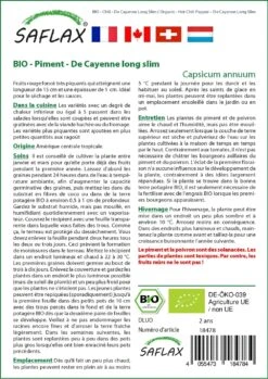 Kit De Culture - Bio - Piment - De Cayenne Long Slim - 10 Graines - Capsicum Annuum -Magasin De Graines De Plantes 64064142aa2932.01935912