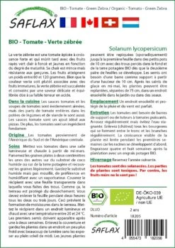 Kit De Culture - Bio - Tomate - Verte Zébrée - 10 Graines - Solanum Lycopersicum -Magasin De Graines De Plantes 640641b0524e49.03619157