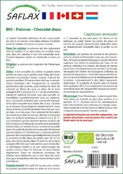Kit De Culture - Bio - Poivron - Chocolat Doux - 10 Graines - Capsicum Annuum -Magasin De Graines De Plantes 640641e55c1b33.99257532