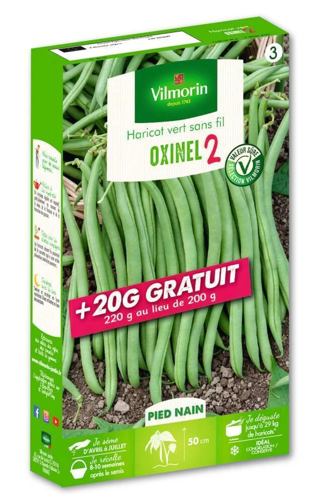 Haricot Nain Vert Oxinel 2 200 G + 20g Gratuit 1 Haricot Nain Vert Oxinel 2 200 G + 20g Gratuit